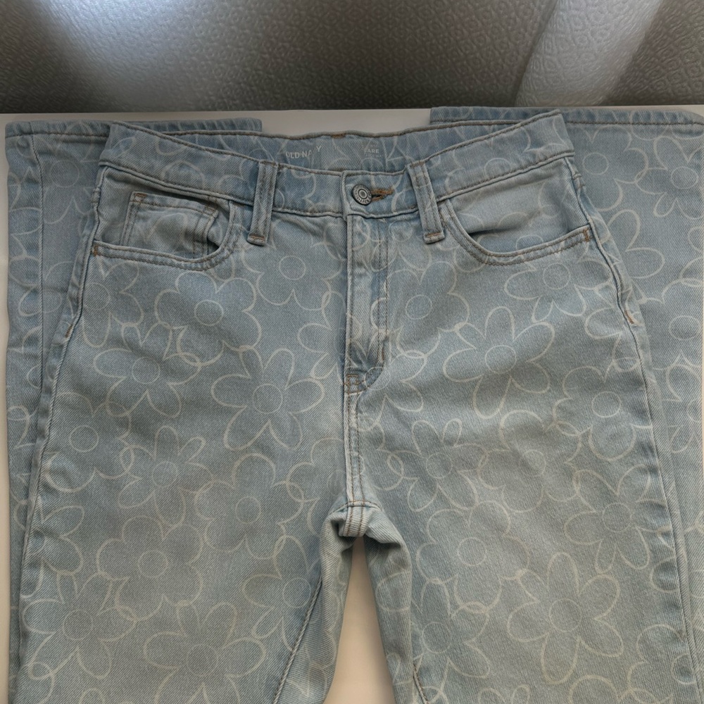 Old Navy girl Jeans with Floral Design High- Rise Light Blue